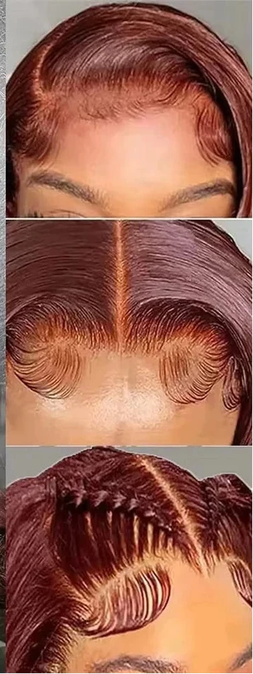 Custom Reddish Brown13x6 Lace Front Wigs Human Hair Pre Plucked 200% Density Body Wave Colored Human Hair Lace Frontal Human Wig