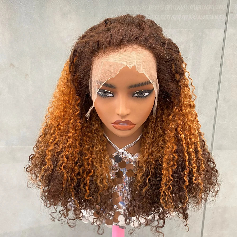 Custom Raw Highlight Lace Front Wig Brazilian Pixie Curls Wig