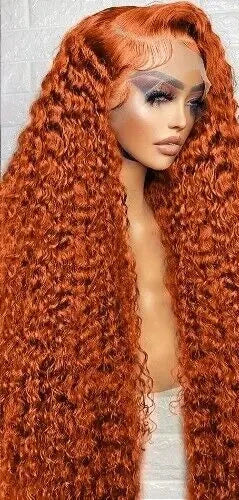 Raw Hair Deep Wave Curly 350 Orange GingerCustom 100% Human Hair Wig HD Glueless Lace Front Wig 13X4 Lace Frontal Wigs for Black Women