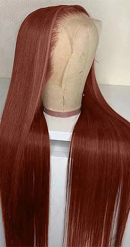 Custom Reddish Brown13x6 Lace Front Wigs Human Hair Pre Plucked 200% Density Body Wave Colored Human Hair Lace Frontal Human Wig