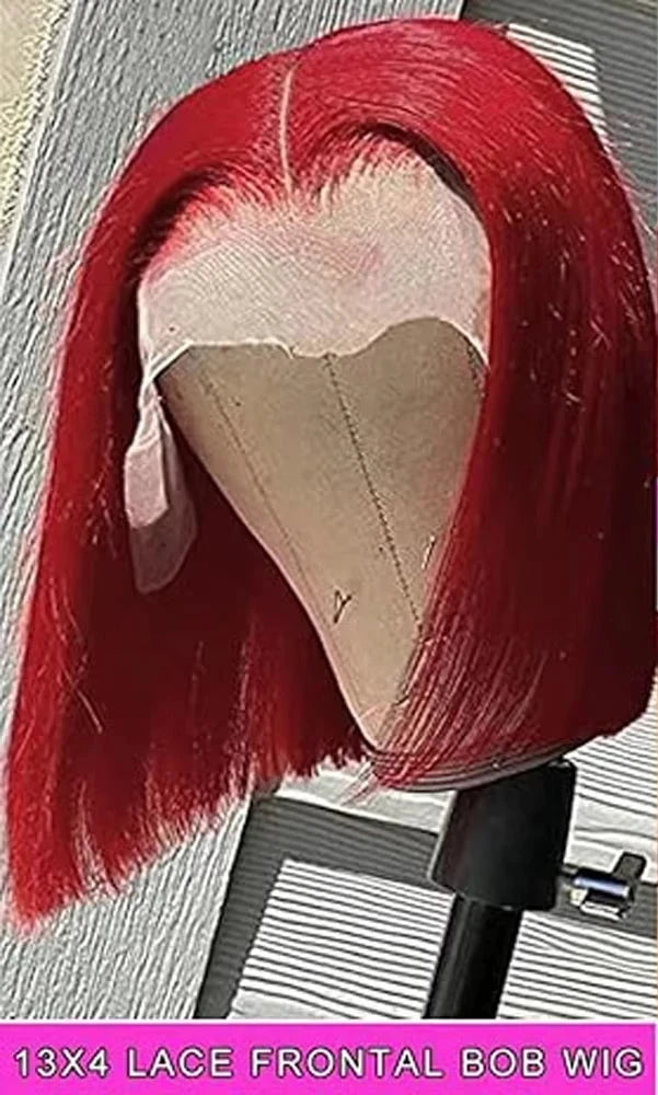 Bob 99J Burgundy Short Bob Wig Human Hair 13x4 Lace Front Wig Brazilian Straight Red Color for Women 100% Human Hair 14 16 Inch