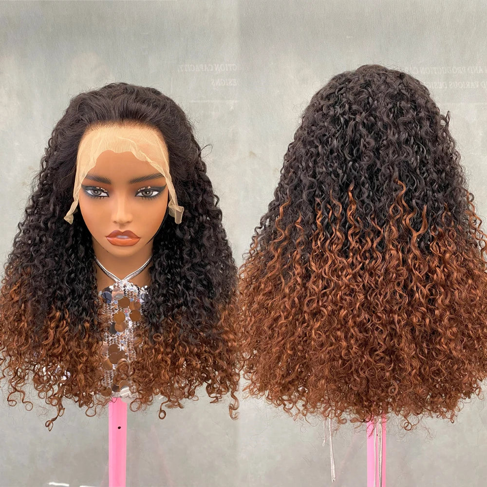 Custom Raw Highlight Lace Front Wig Brazilian  Pixie Curls Wig