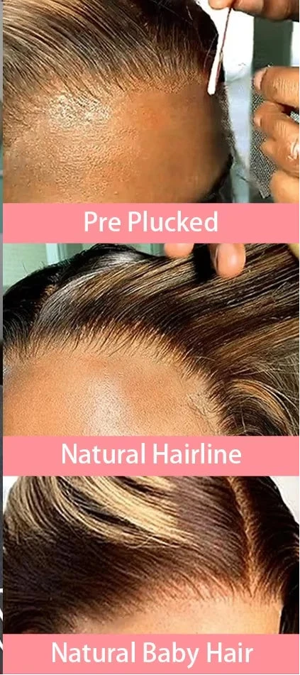 180% Density Short Bob Wigs Highlight Straight Lace Front Wigs Blonde 13x4 HD Lace Front Wig 100% Virgin Human Hair #4/27 Color
