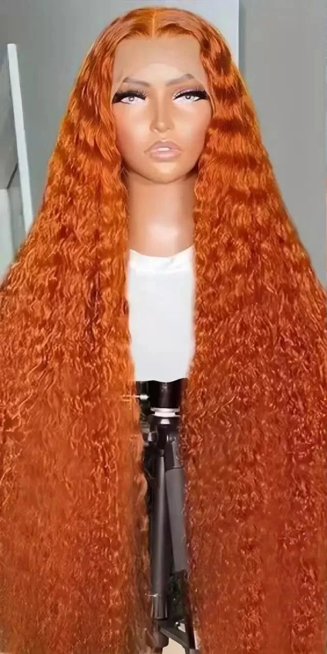 Raw Hair Deep Wave Curly 350 Orange GingerCustom 100% Human Hair Wig HD Glueless Lace Front Wig 13X4 Lace Frontal Wigs for Black Women