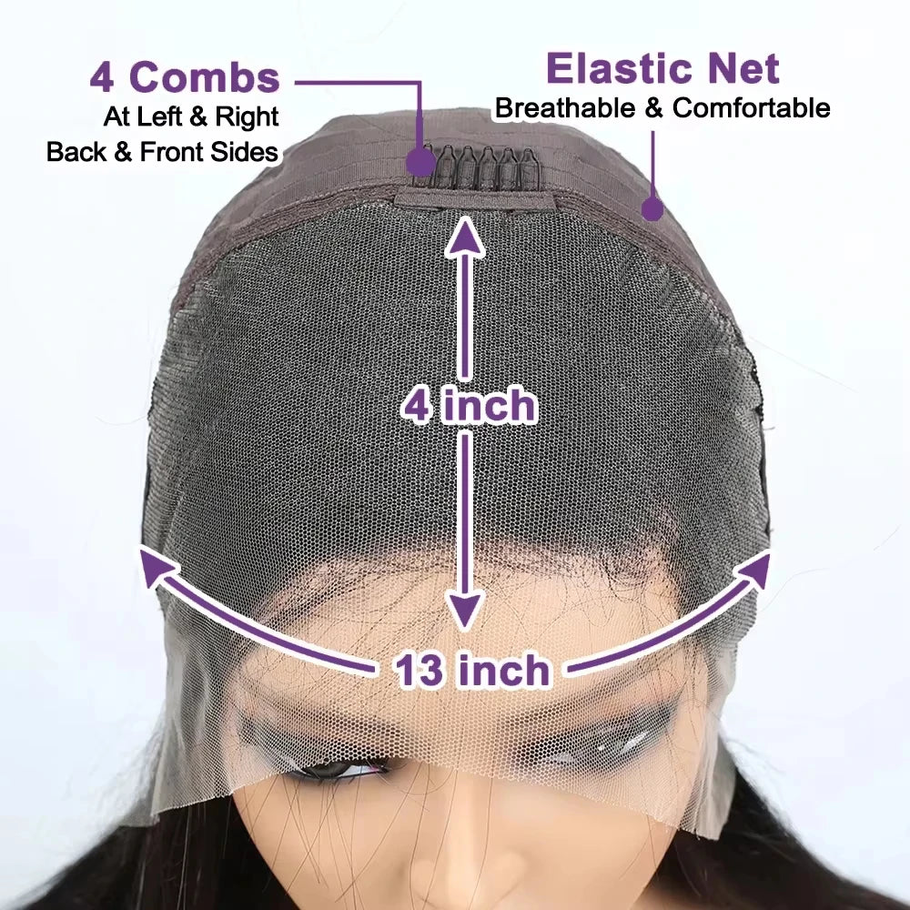 200% Density Brown Straight Short Bob Wig 13x4 HD Lace Frontal Wigs 100% Human Hair Preplucked for Black Woman #4 Color 14 16 in