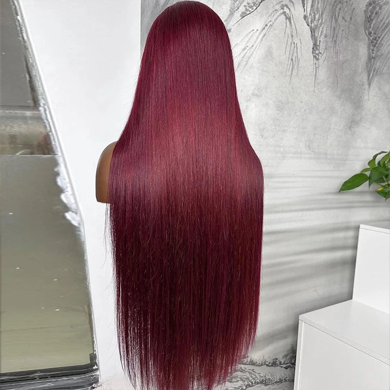 Raw Human Hair Lace Front 13x4 HD Burgundy Lace Front Wig Human Hair Raw Cuticle Aligned Hair Wig Indian Wigs