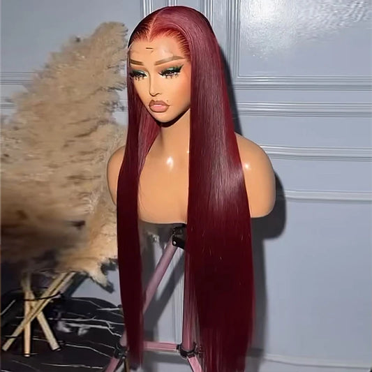 Raw Human Hair Lace Front 13x4 HD Burgundy Lace Front Wig Human Hair Raw Cuticle Aligned Hair Wig Indian Wigs