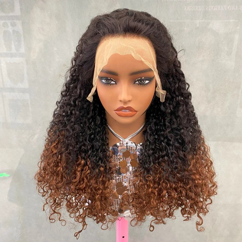 Custom Raw Highlight Lace Front Wig Brazilian  Pixie Curls Wig