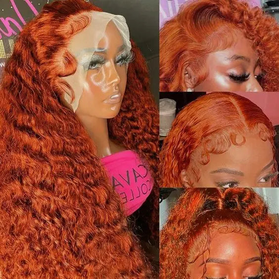 Raw Hair Deep Wave Curly 350 Orange GingerCustom 100% Human Hair Wig HD Glueless Lace Front Wig 13X4 Lace Frontal Wigs for Black Women