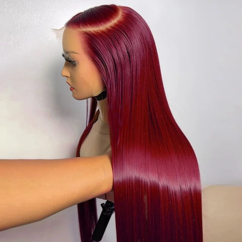 Raw Human Hair Lace Front 13x4 HD Burgundy Lace Front Wig Human Hair Raw Cuticle Aligned Hair Wig Indian Wigs