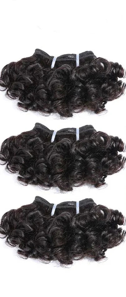 Bouncy Curly Hair Bundles Double Draw Indian 6inch Short Cut Remy Human Hair Extensions Natural Black Brown Color free shipping