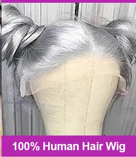 Silver Grey Colored Straight Lace Front Human Hair Wigs HD Transparent 13x4 13x6 Lace Frontal Wigs For Women Pre Plucked